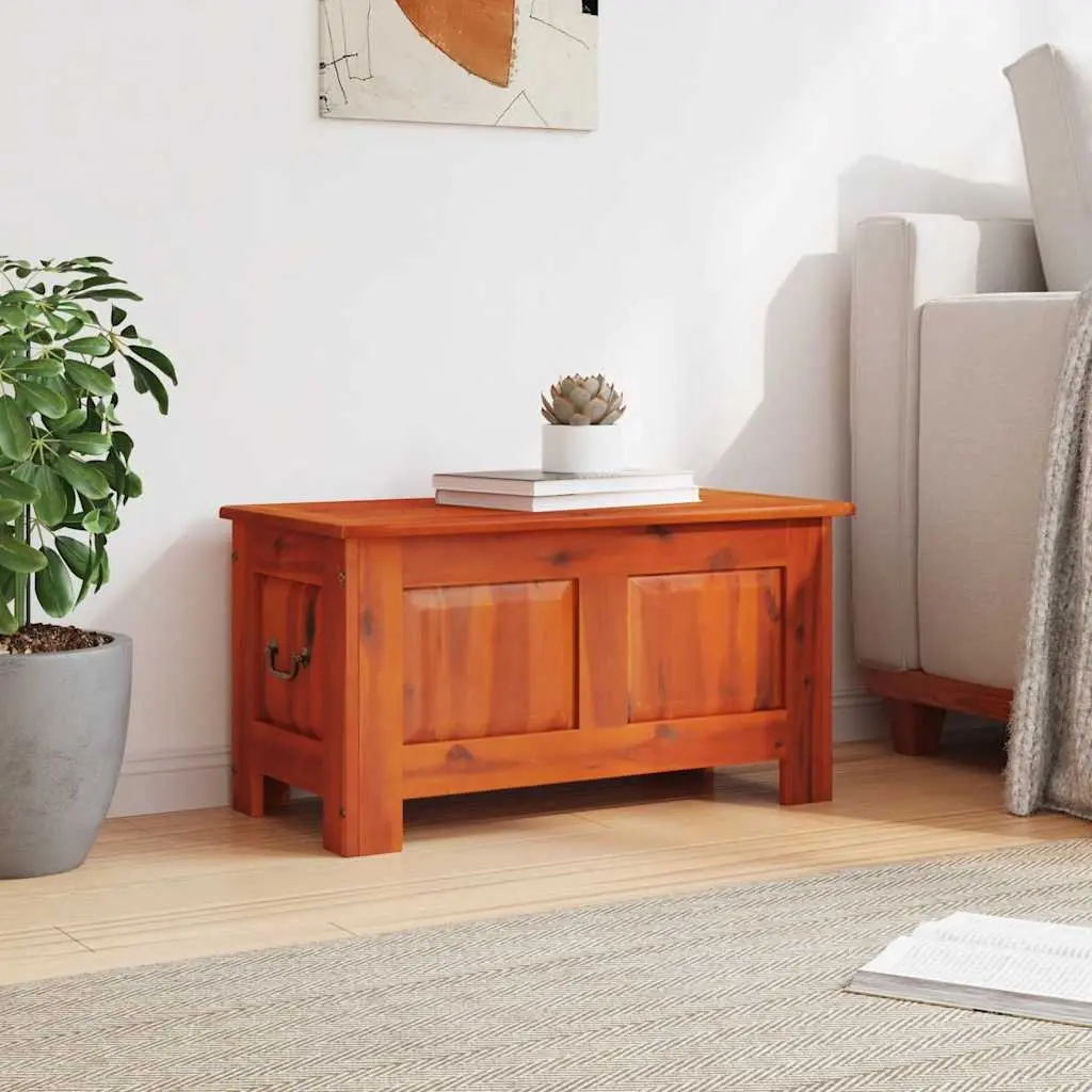 Storage Chest with Lid Brown Solid Wood Box Bedroom Living Room Organiser