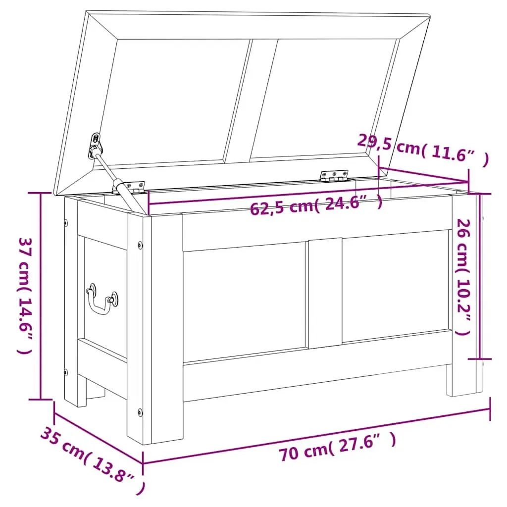 Storage Chest with Lid Brown Solid Wood Box Bedroom Living Room Organiser