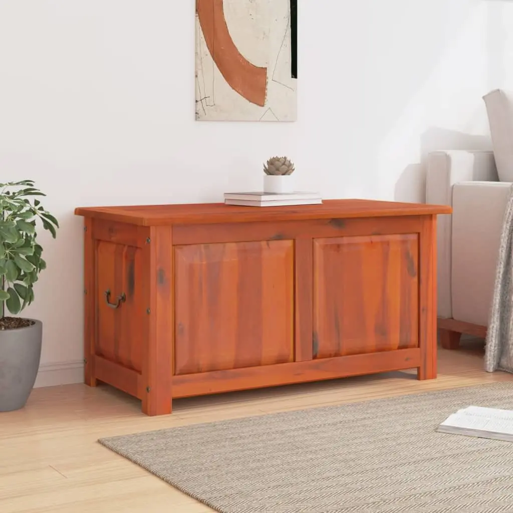 Brown Solid Acacia Wood Storage Chest