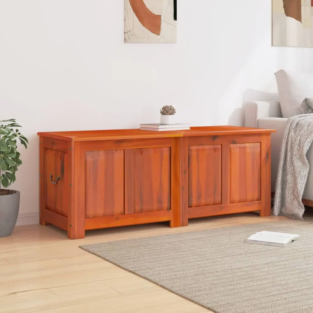 Solid Acacia Wood Storage Box with Hinged Lid