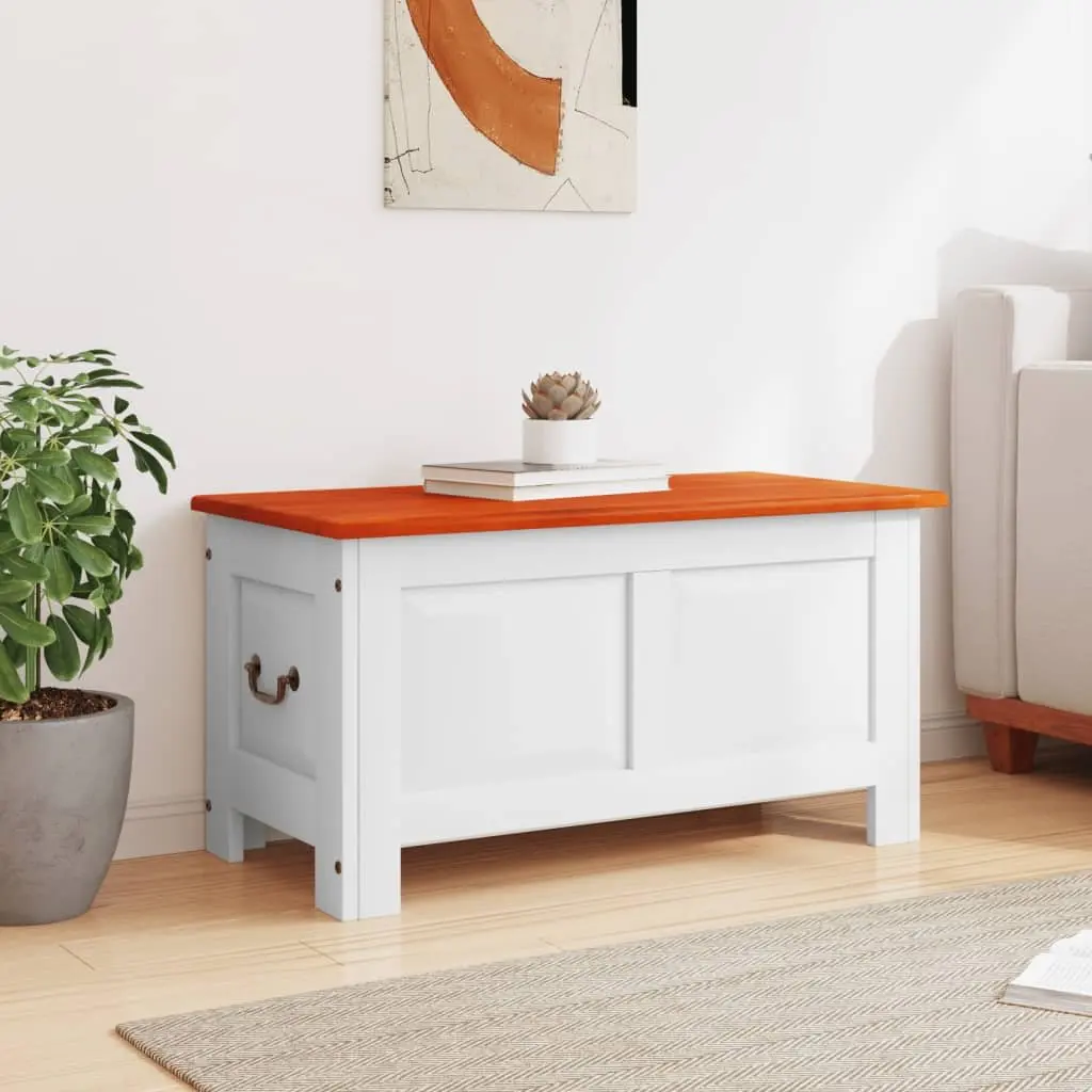 Storage Chest with Lid White Solid Wood Acacia Living Room Bedroom