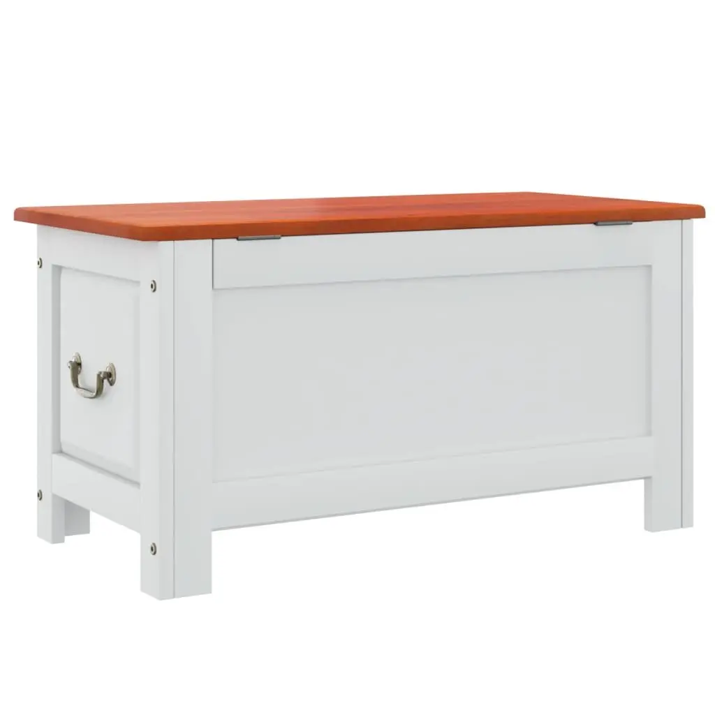 Storage Chest with Lid White Solid Wood Acacia Living Room Bedroom