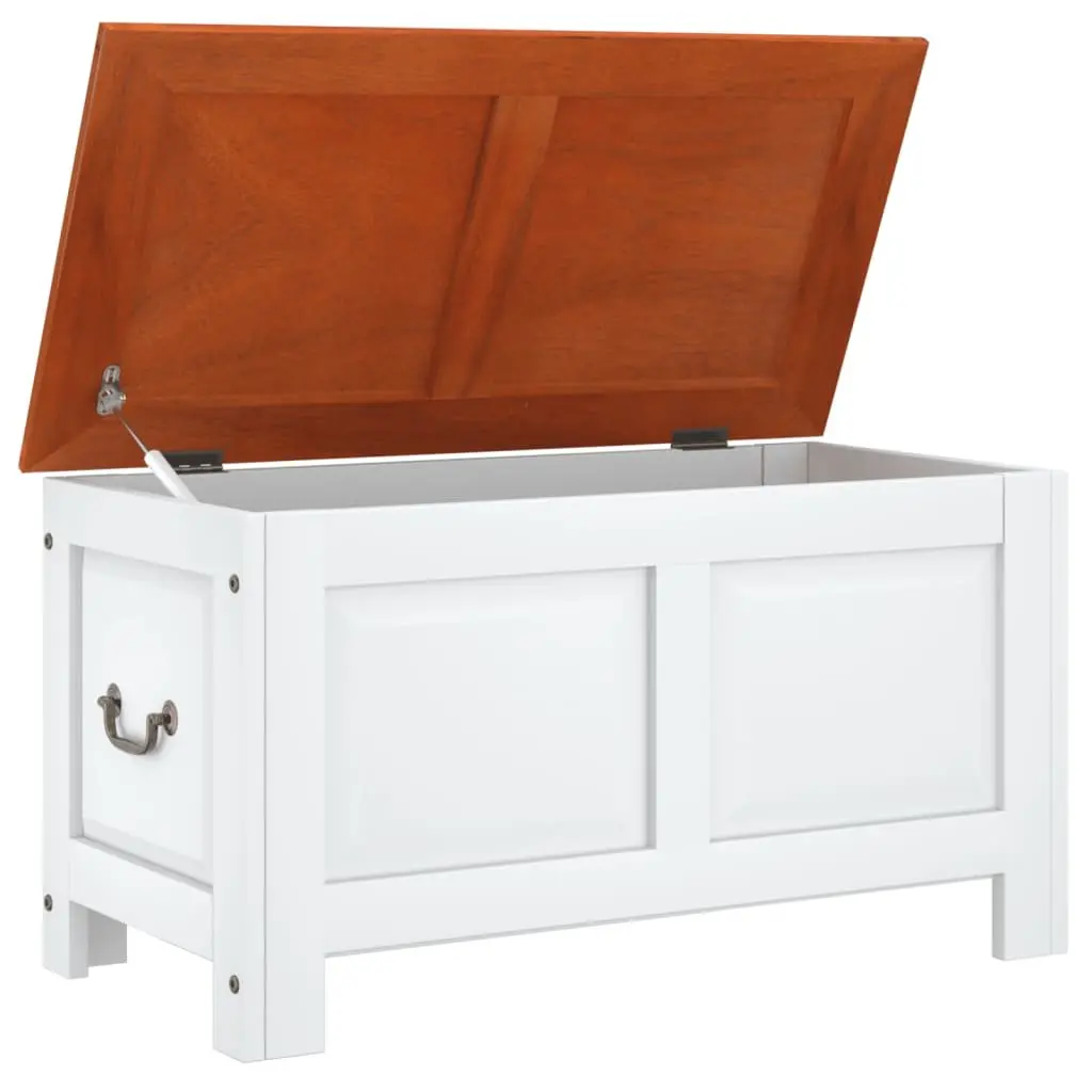 Storage Chest with Lid White Solid Wood Acacia Living Room Bedroom