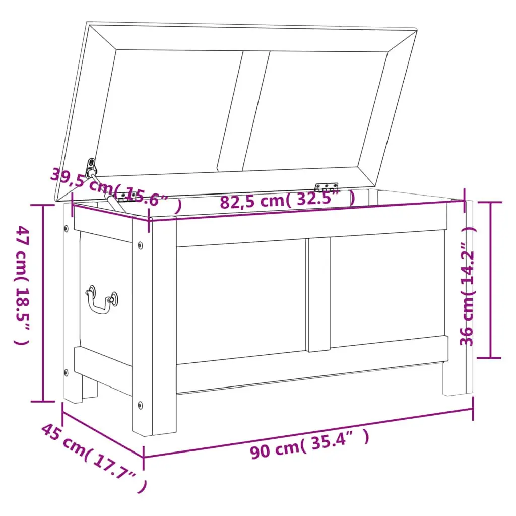 Storage Chest with Lid White Solid Wood Acacia Living Room Bedroom