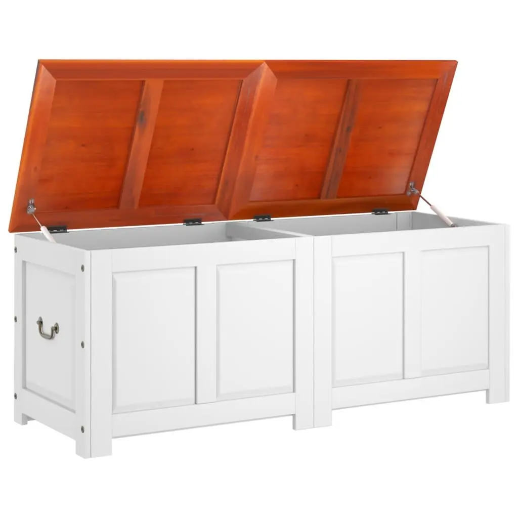 Storage Chest Living Room White Solid Wood Acacia Box Organiser