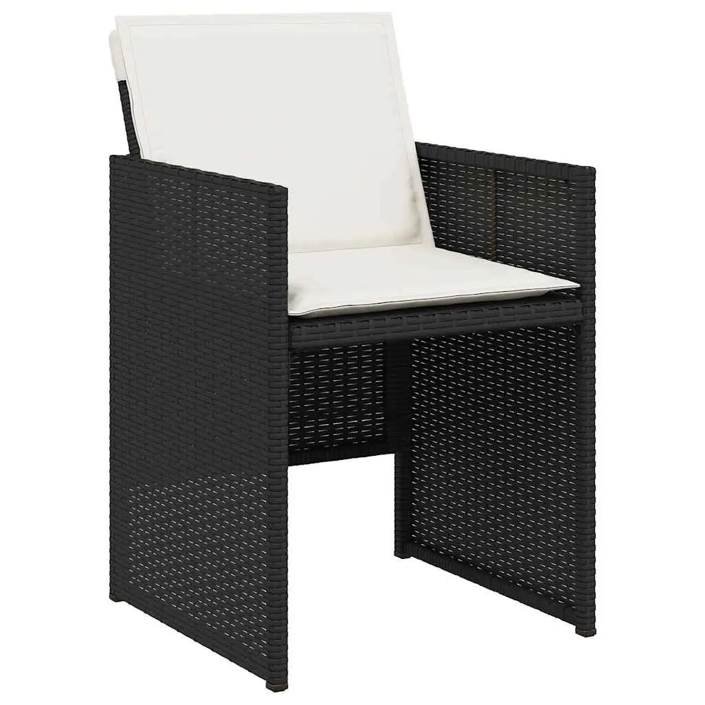 4 Piece Outdoor Chairs Set Black Poly Rattan with Cushions for Garden Use