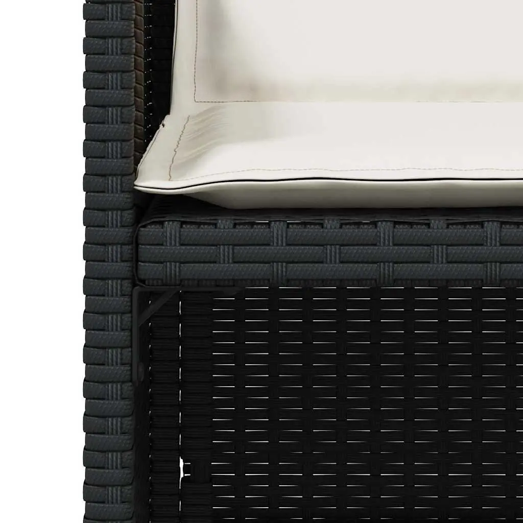 4 Piece Outdoor Chairs Set Black Poly Rattan with Cushions for Garden Use