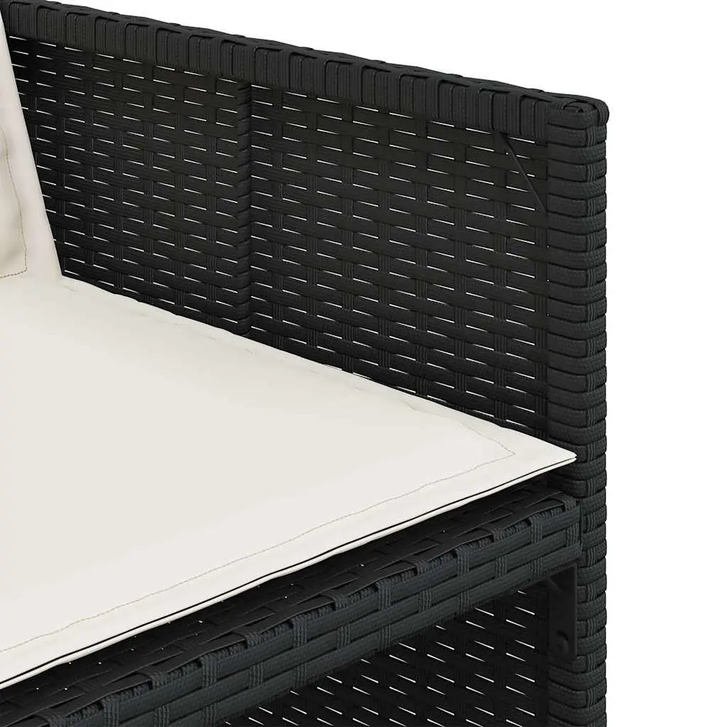 4 Piece Outdoor Chairs Set Black Poly Rattan with Cushions for Garden Use