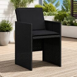 4 pcs Folding Outdoor Chairs with Black Poly Rattan Design