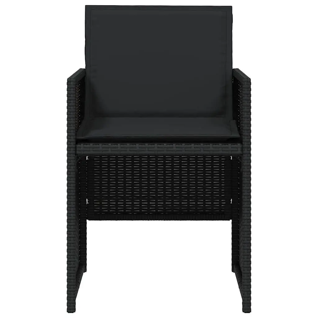 Outdoor Garden Chairs 4 Piece Black Poly Rattan with Padded Cushions Folding