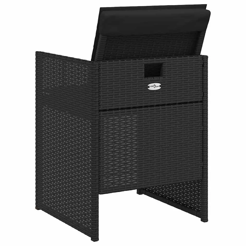Outdoor Garden Chairs 4 Piece Black Poly Rattan with Padded Cushions Folding