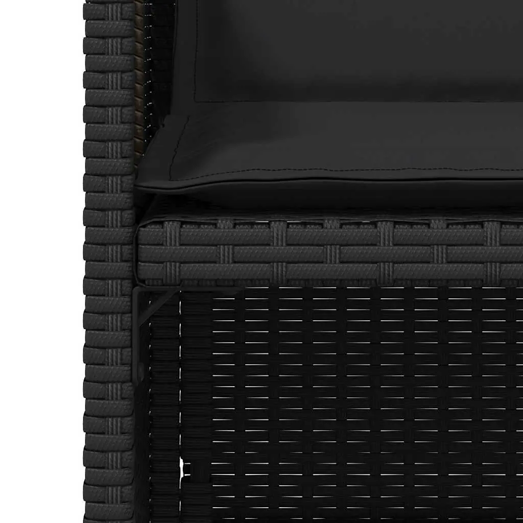 Outdoor Garden Chairs 4 Piece Black Poly Rattan with Padded Cushions Folding