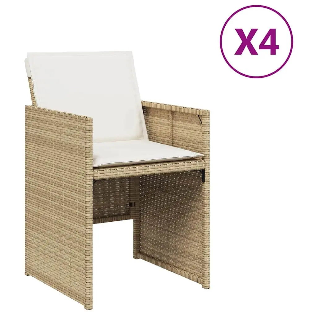 Outdoor Garden Chairs Set 4 Piece Patio Seating Beige Poly Rattan