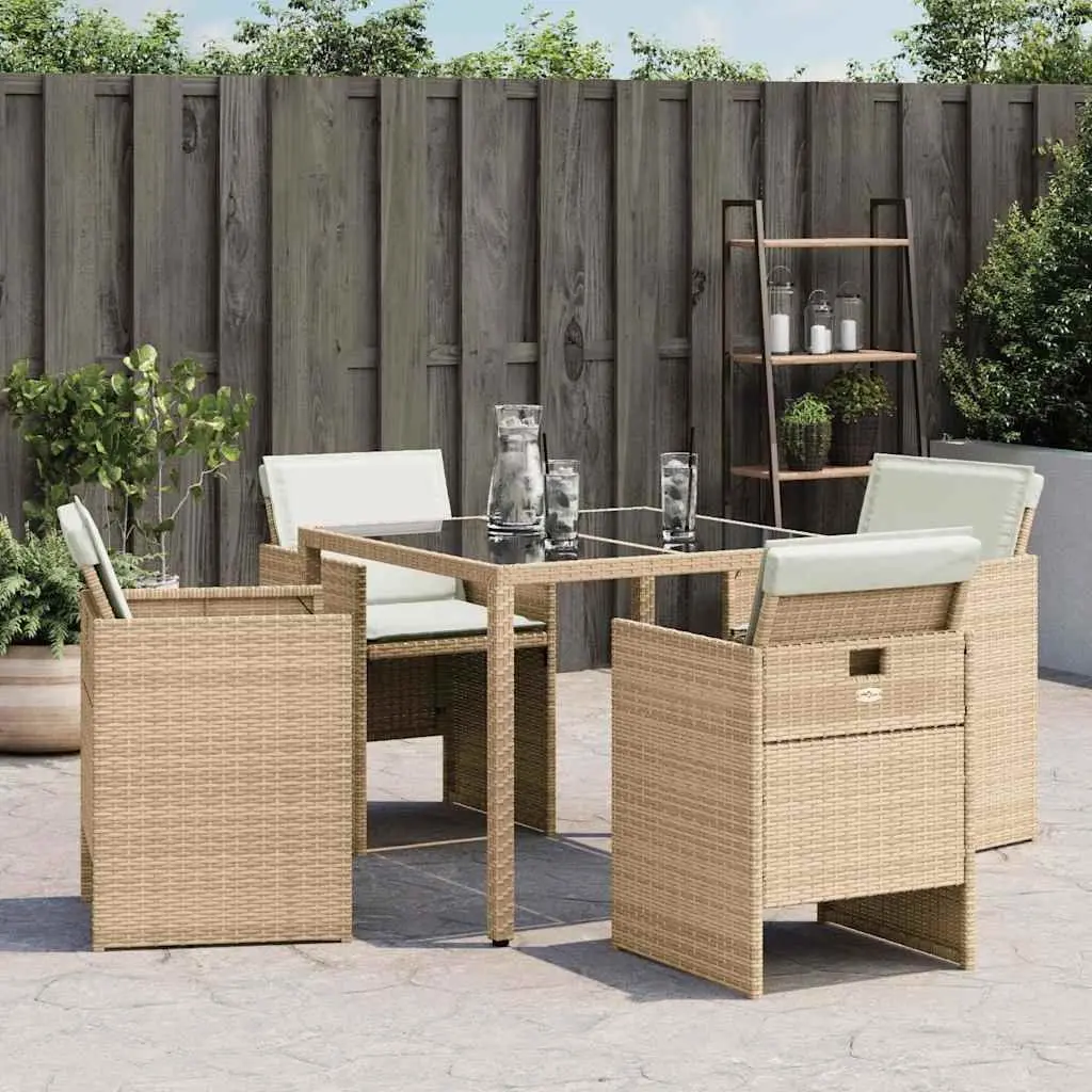 Outdoor Garden Chairs Set 4 Piece Patio Seating Beige Poly Rattan