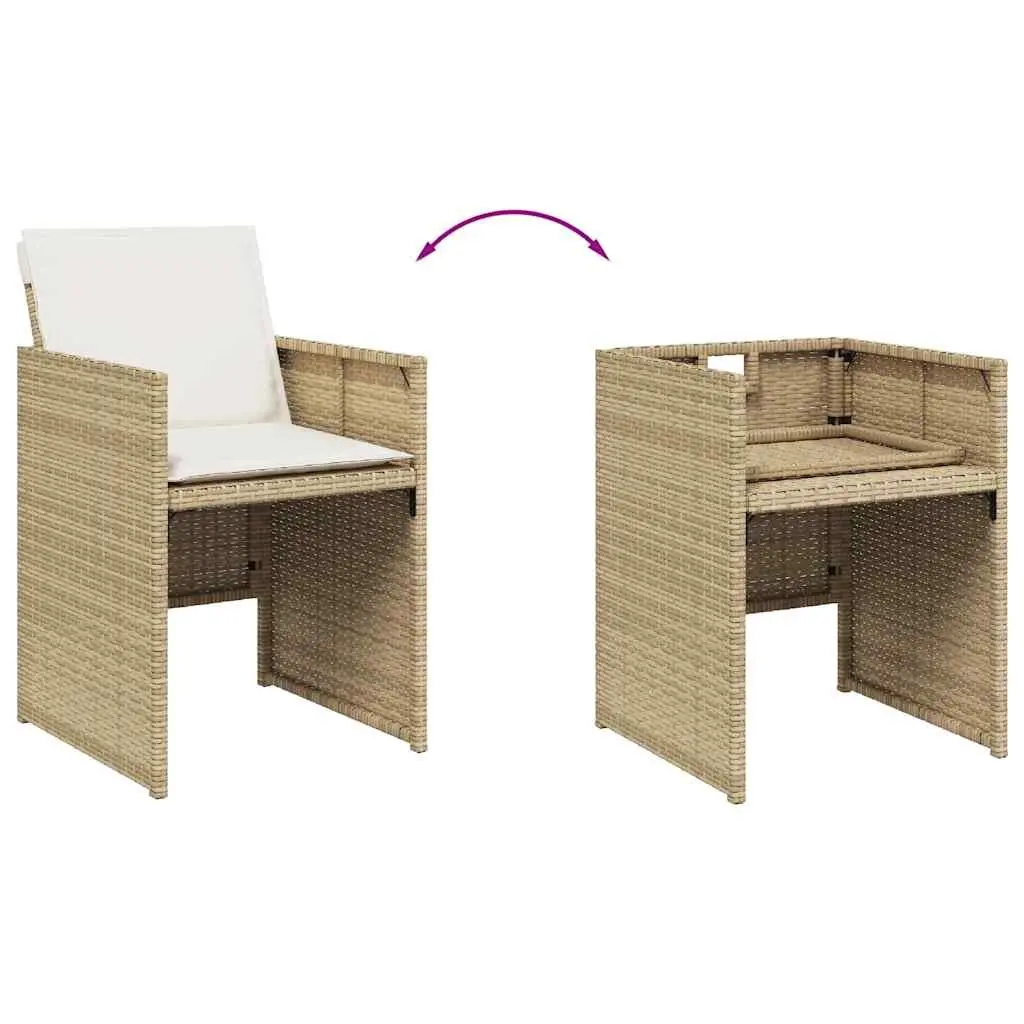 Outdoor Garden Chairs Set 4 Piece Patio Seating Beige Poly Rattan