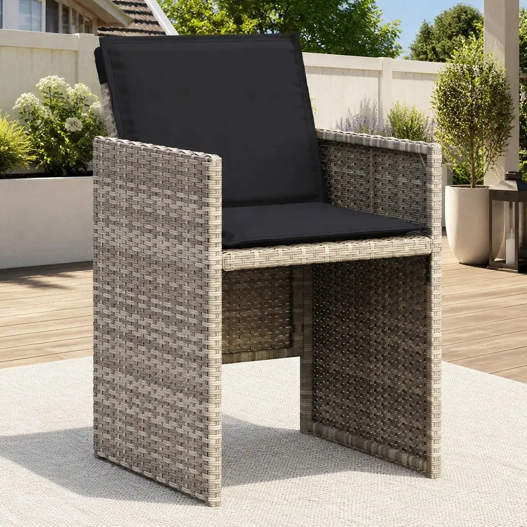 Outdoor Garden Chairs Set 4 pcs Grey with Cushions Poly Rattan