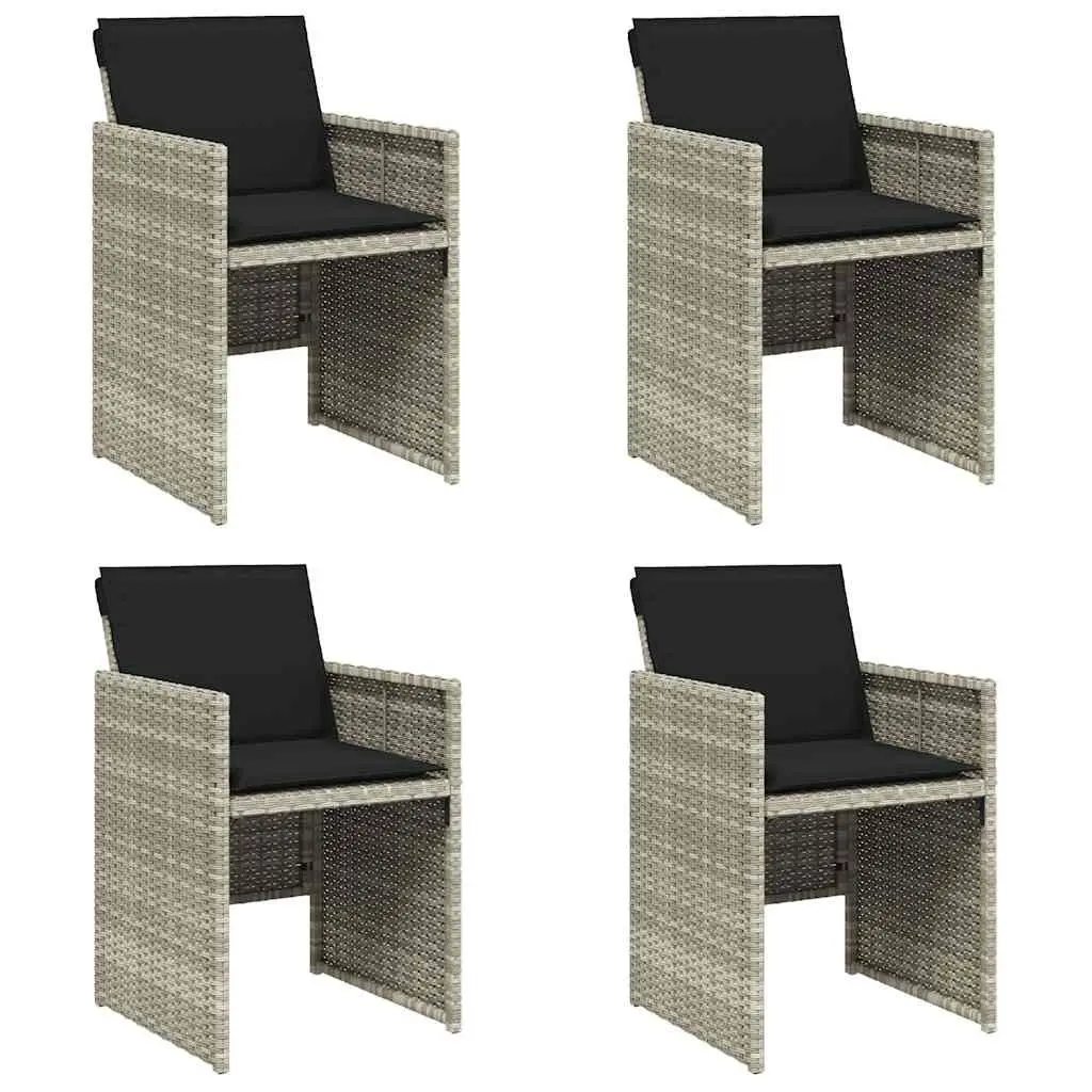 Outdoor Garden Chairs Set 4 pcs Grey with Cushions Poly Rattan