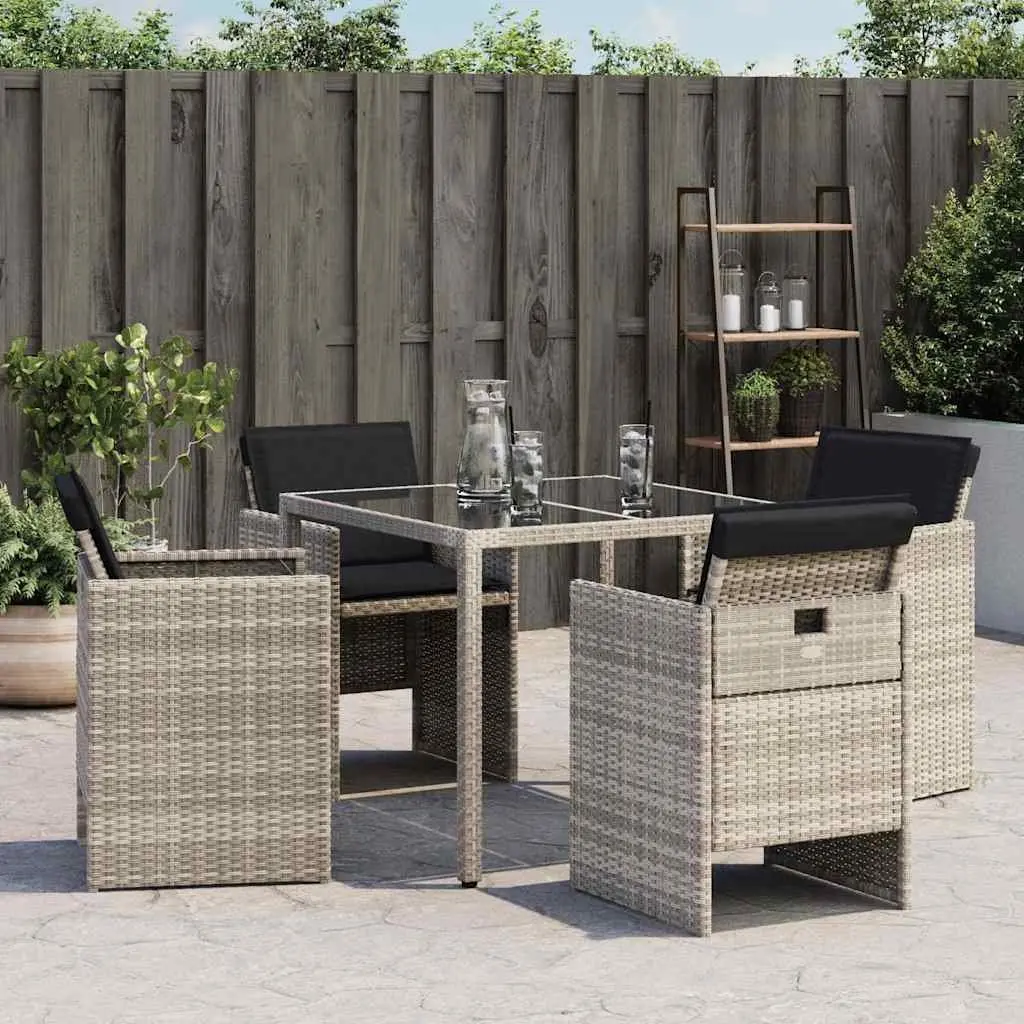 Outdoor Garden Chairs Set 4 pcs Grey with Cushions Poly Rattan