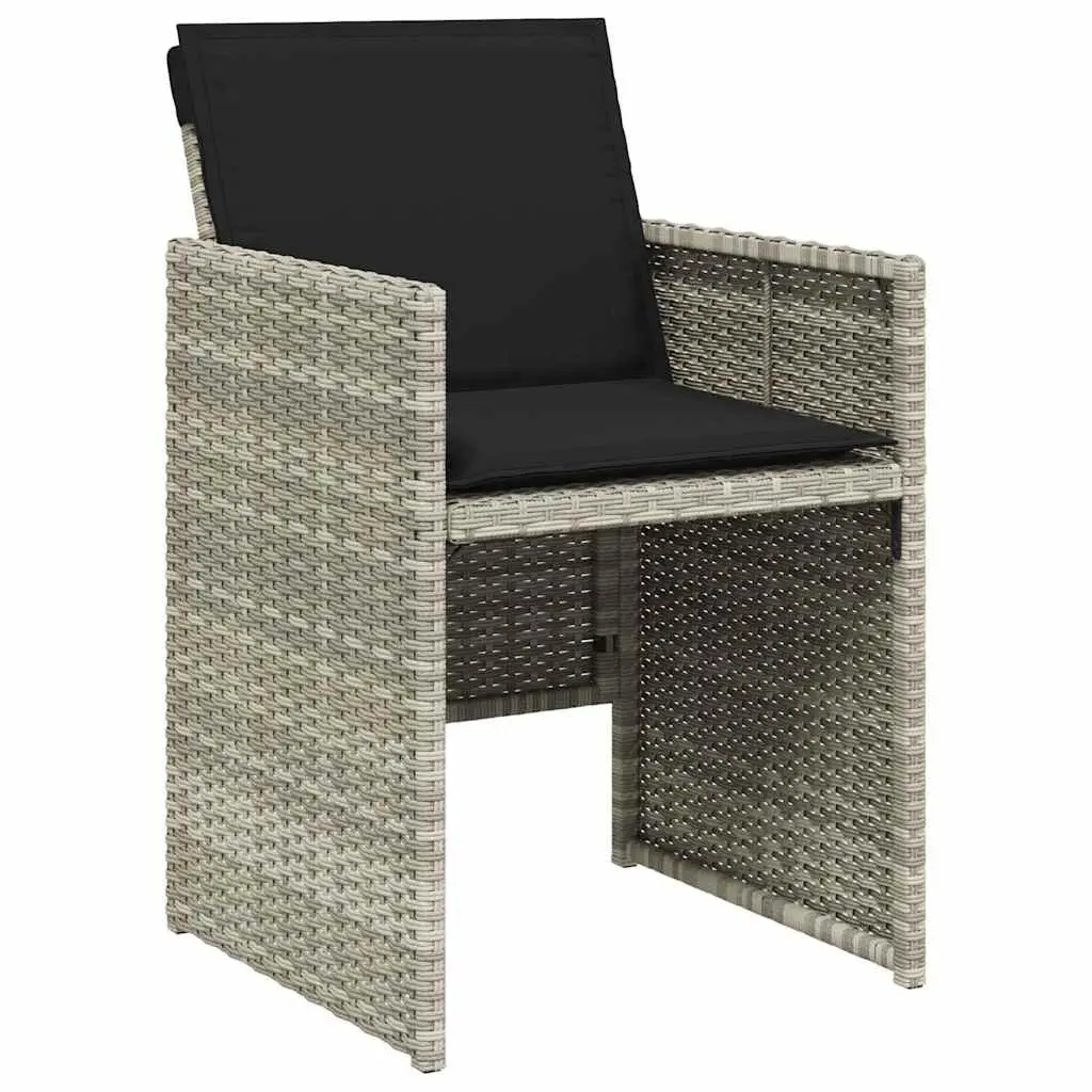 Outdoor Garden Chairs Set 4 pcs Grey with Cushions Poly Rattan
