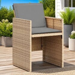 Outdoor Garden Chairs Set - 4 Beige Cushioned Seats