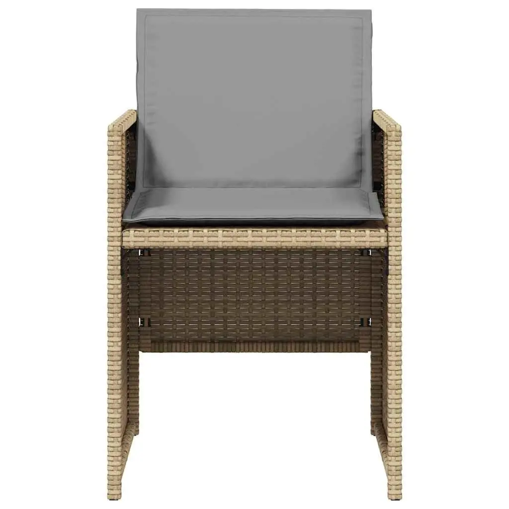 Outdoor Garden Chairs 4 Pieces Set with Cushions Beige Poly Rattan Seating