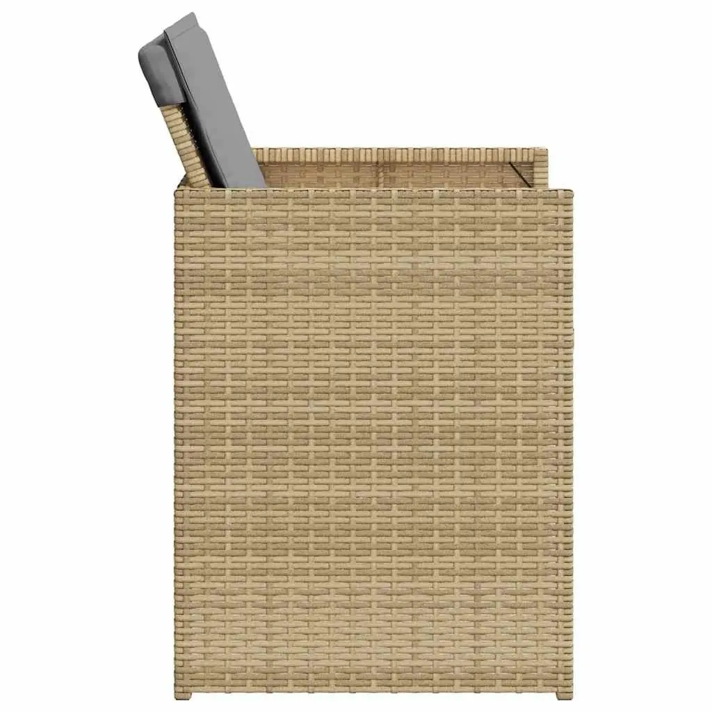 Outdoor Garden Chairs 4 Pieces Set with Cushions Beige Poly Rattan Seating