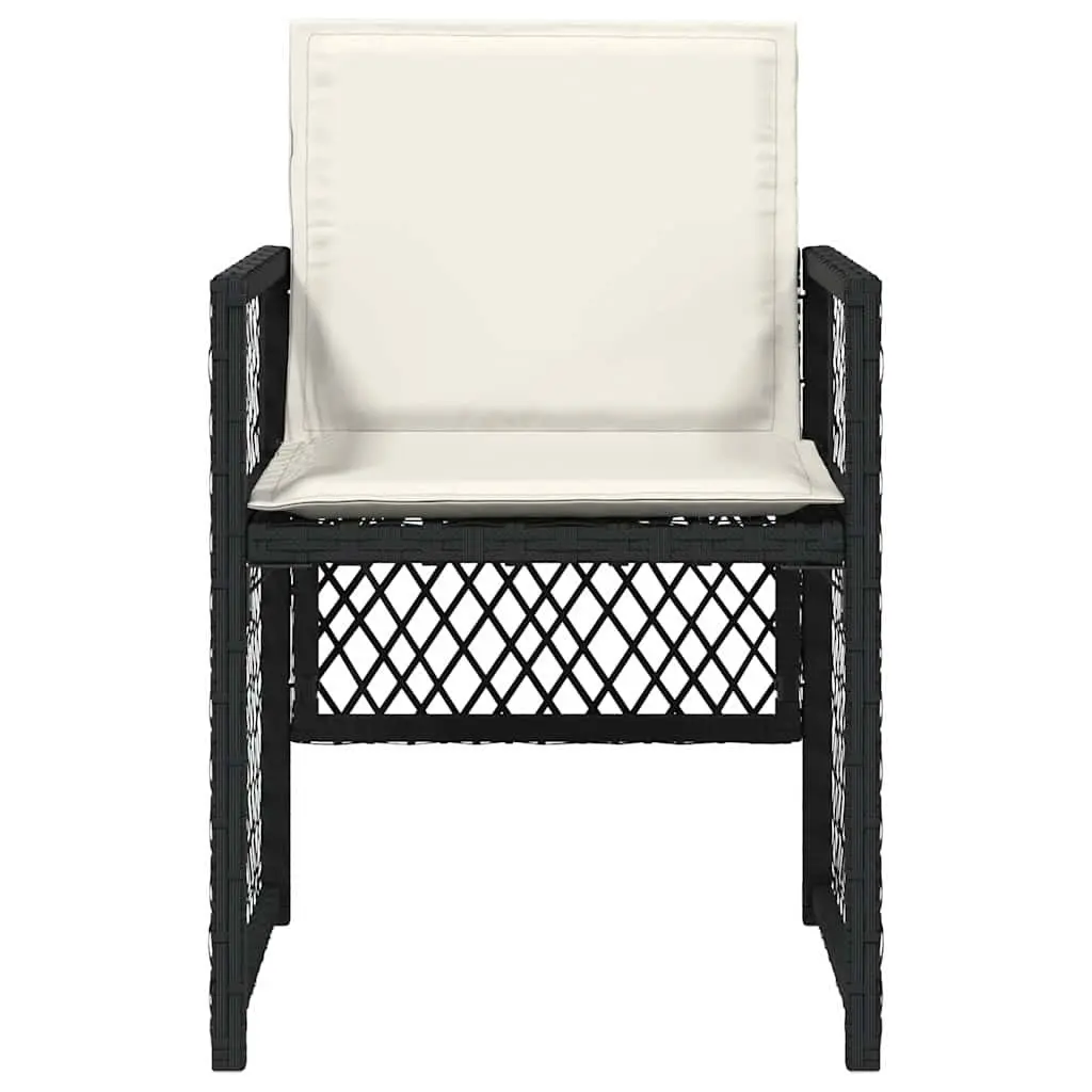 Outdoor Garden Chairs Set 4 Pieces Black Poly Rattan with Cushions