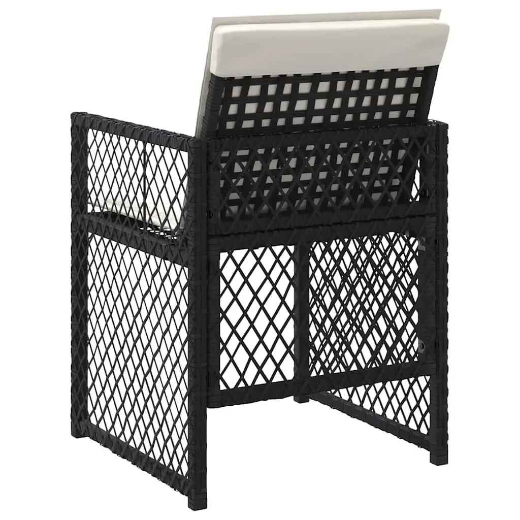 Outdoor Garden Chairs Set 4 Pieces Black Poly Rattan with Cushions