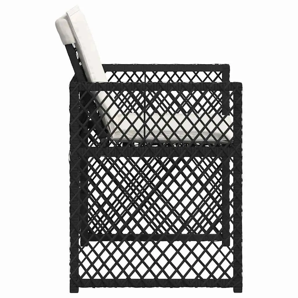 Outdoor Garden Chairs Set 4 Pieces Black Poly Rattan with Cushions