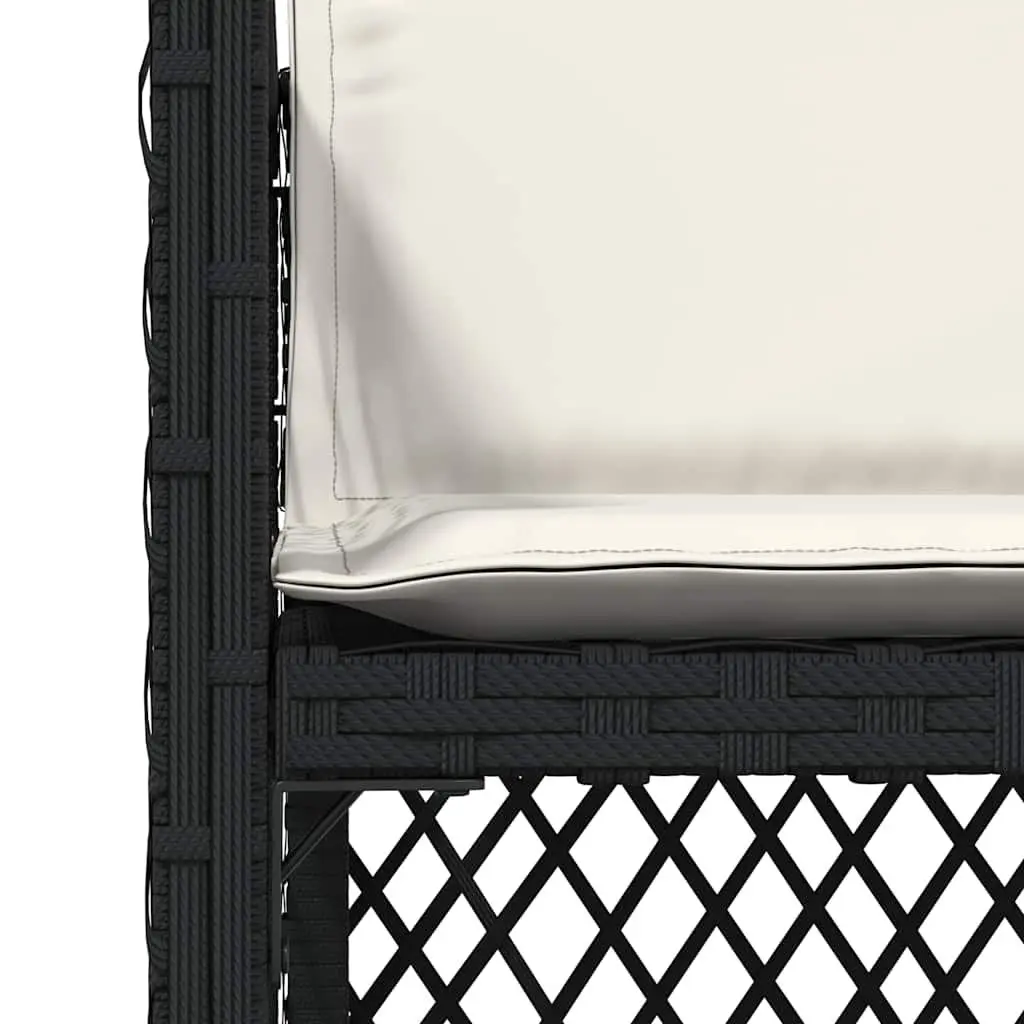 Outdoor Garden Chairs Set 4 Pieces Black Poly Rattan with Cushions