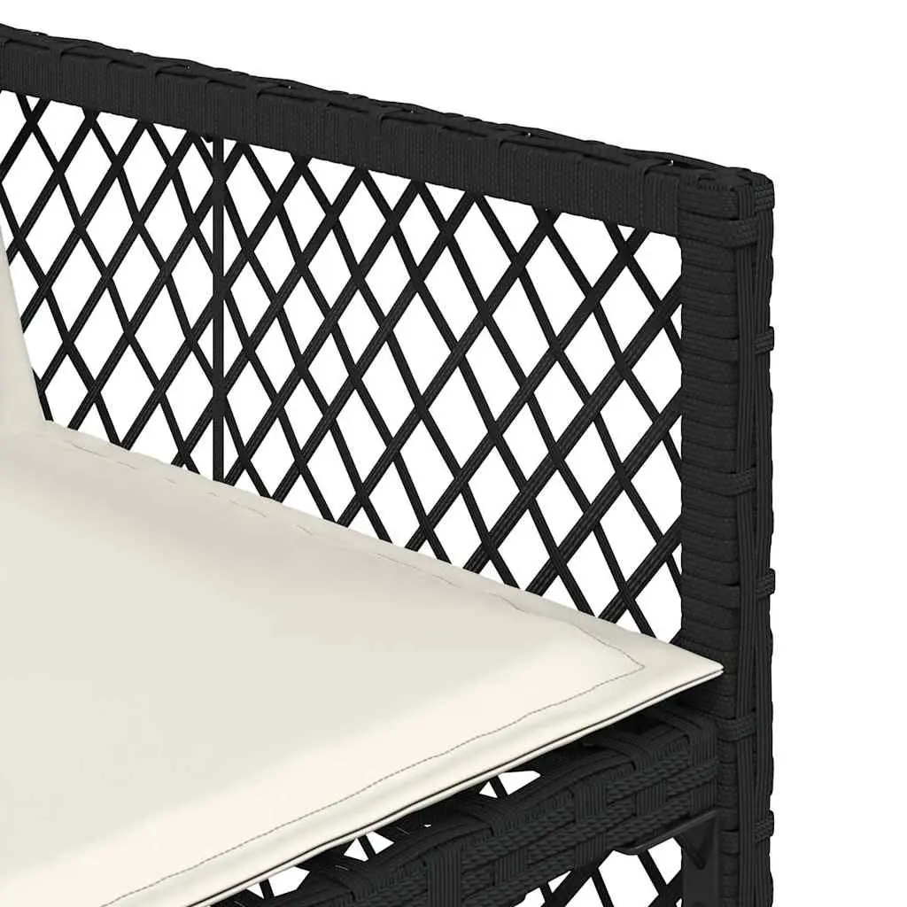 Outdoor Garden Chairs Set 4 Pieces Black Poly Rattan with Cushions