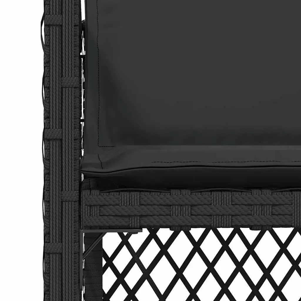 Black Poly Rattan Outdoor Garden Chairs Set 4 Pieces with Cushions for Patio Relaxation