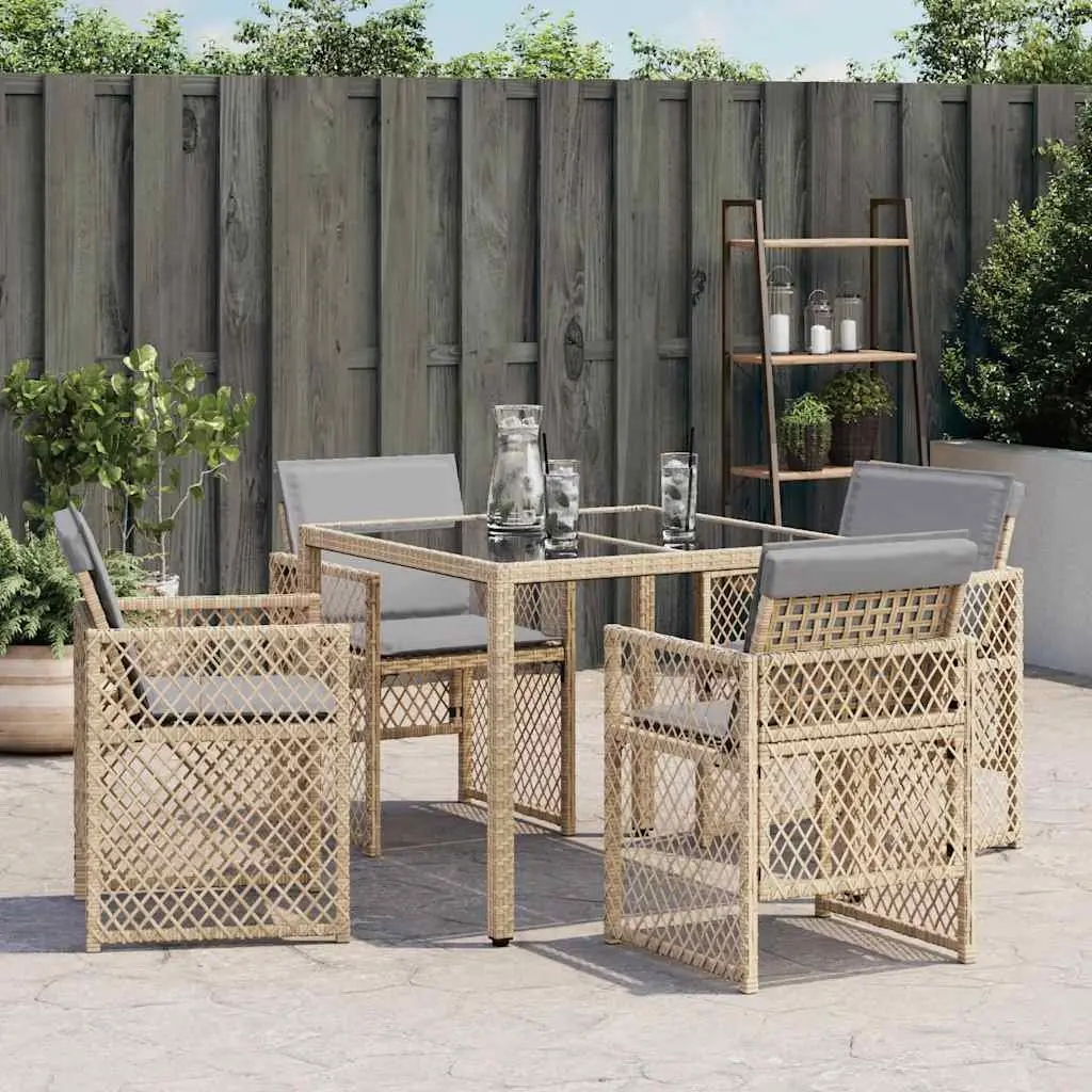 Outdoor Garden Chairs Set 4 Piece Patio Seating Beige Poly Rattan