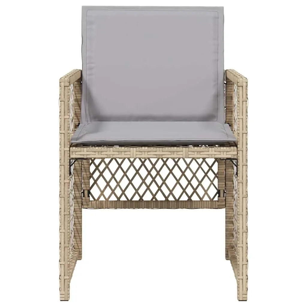 Outdoor Garden Chairs Set 4 Piece Patio Seating Beige Poly Rattan