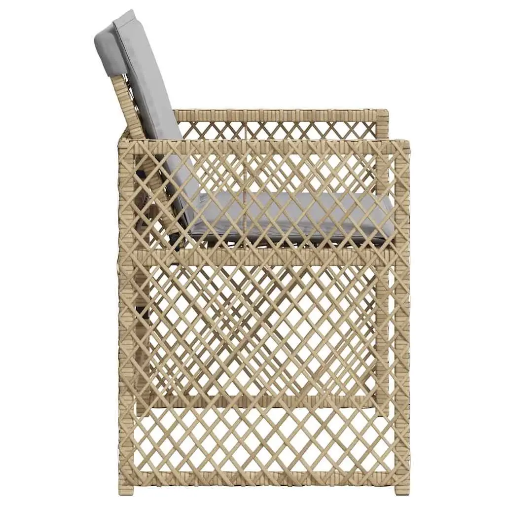 Outdoor Garden Chairs Set 4 Piece Patio Seating Beige Poly Rattan