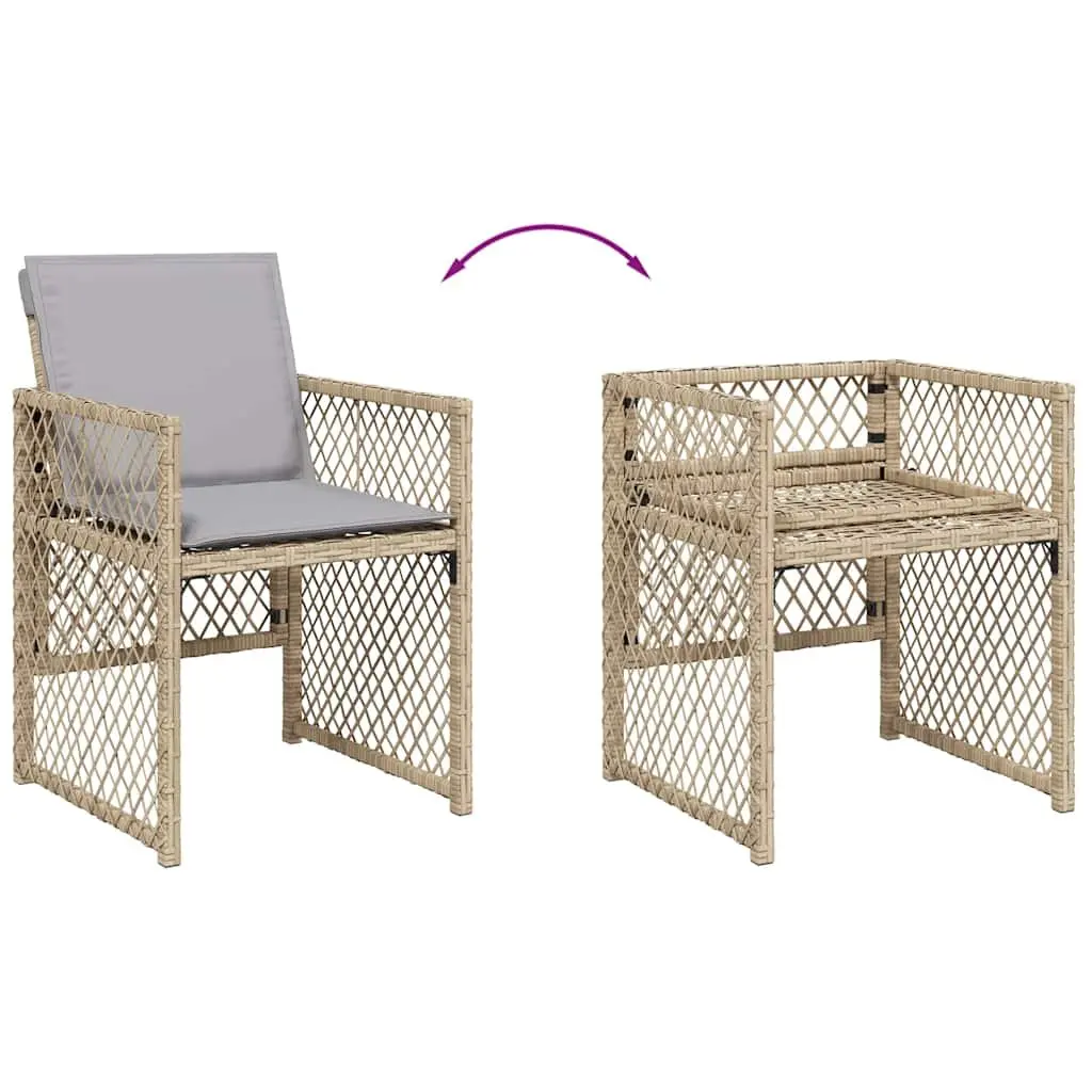 Outdoor Garden Chairs Set 4 Piece Patio Seating Beige Poly Rattan