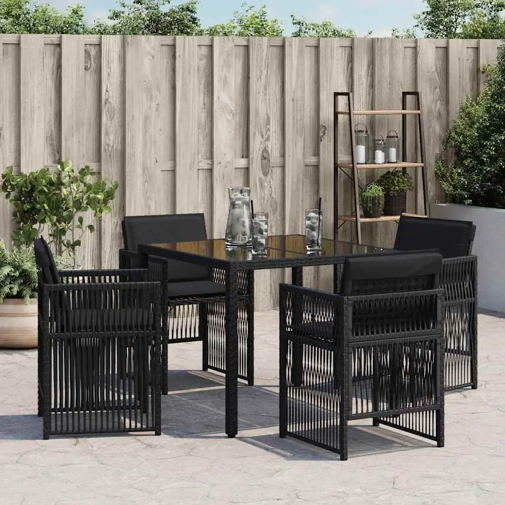 Outdoor Garden Chairs Set 4 Piece Black Poly Rattan Patio Seating