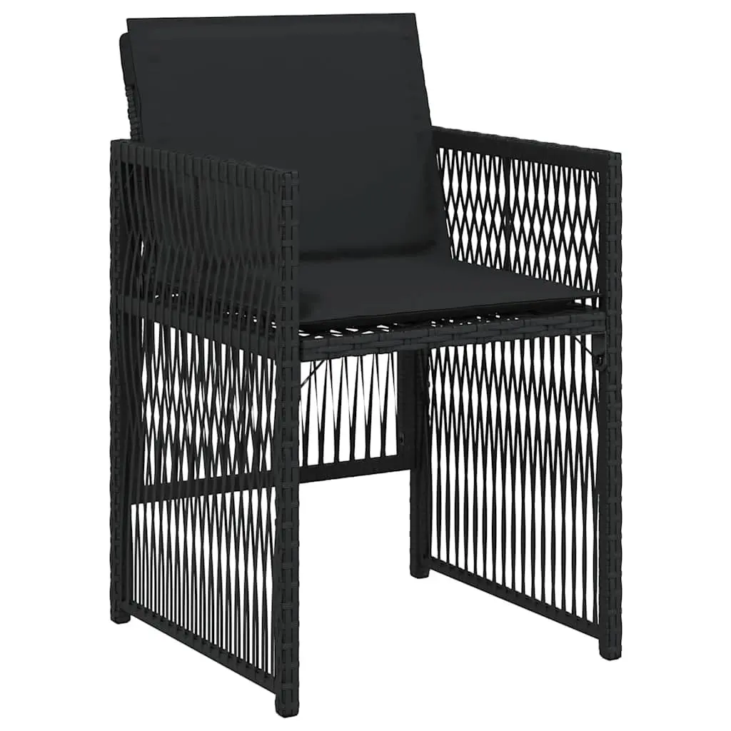 Outdoor Garden Chairs Set 4 Piece Black Poly Rattan Patio Seating