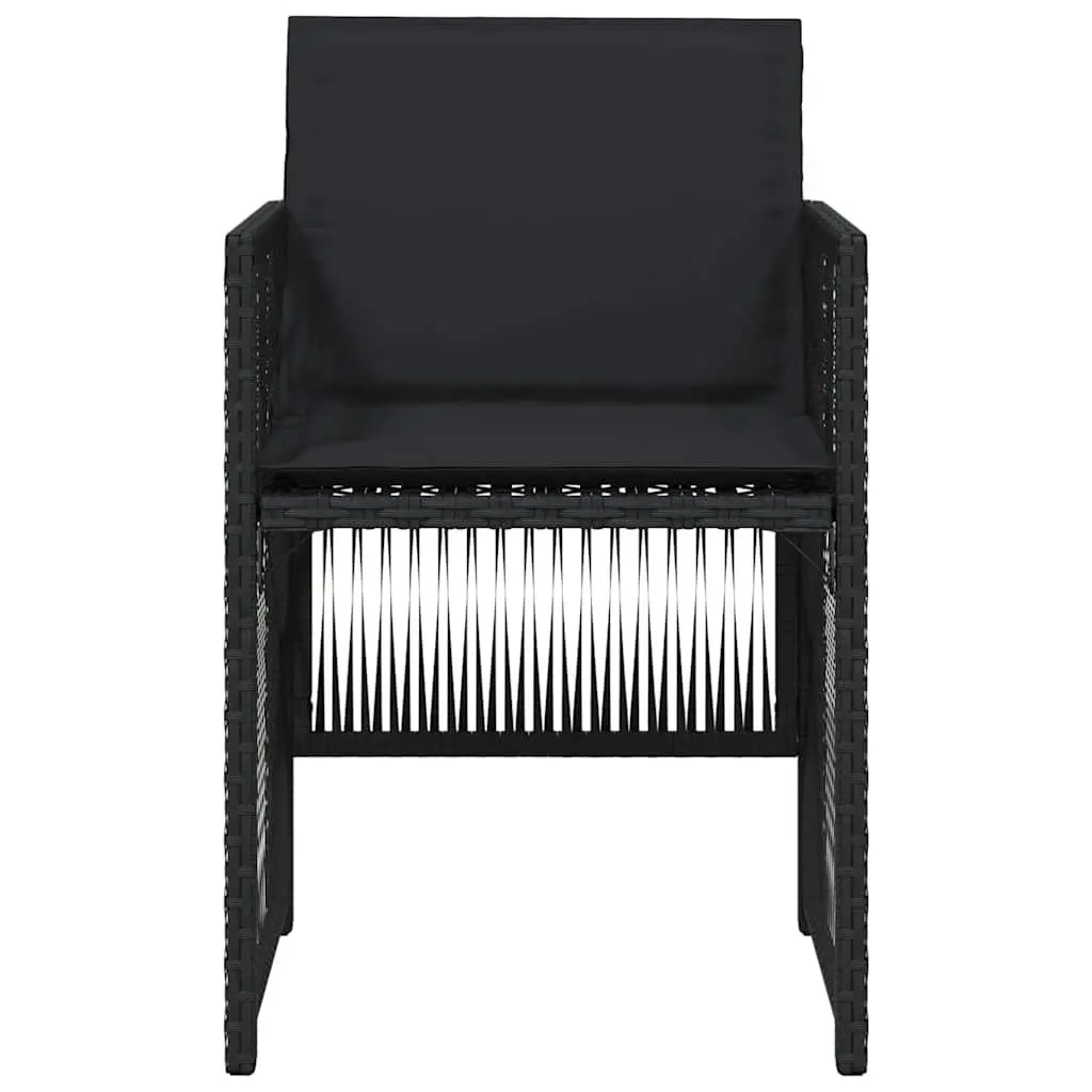 Outdoor Garden Chairs Set 4 Piece Black Poly Rattan Patio Seating