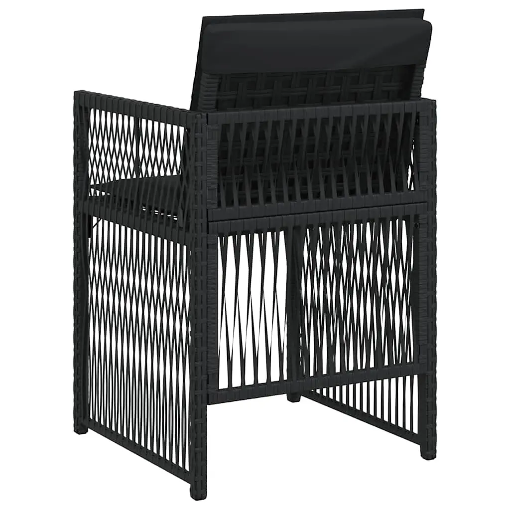 Outdoor Garden Chairs Set 4 Piece Black Poly Rattan Patio Seating