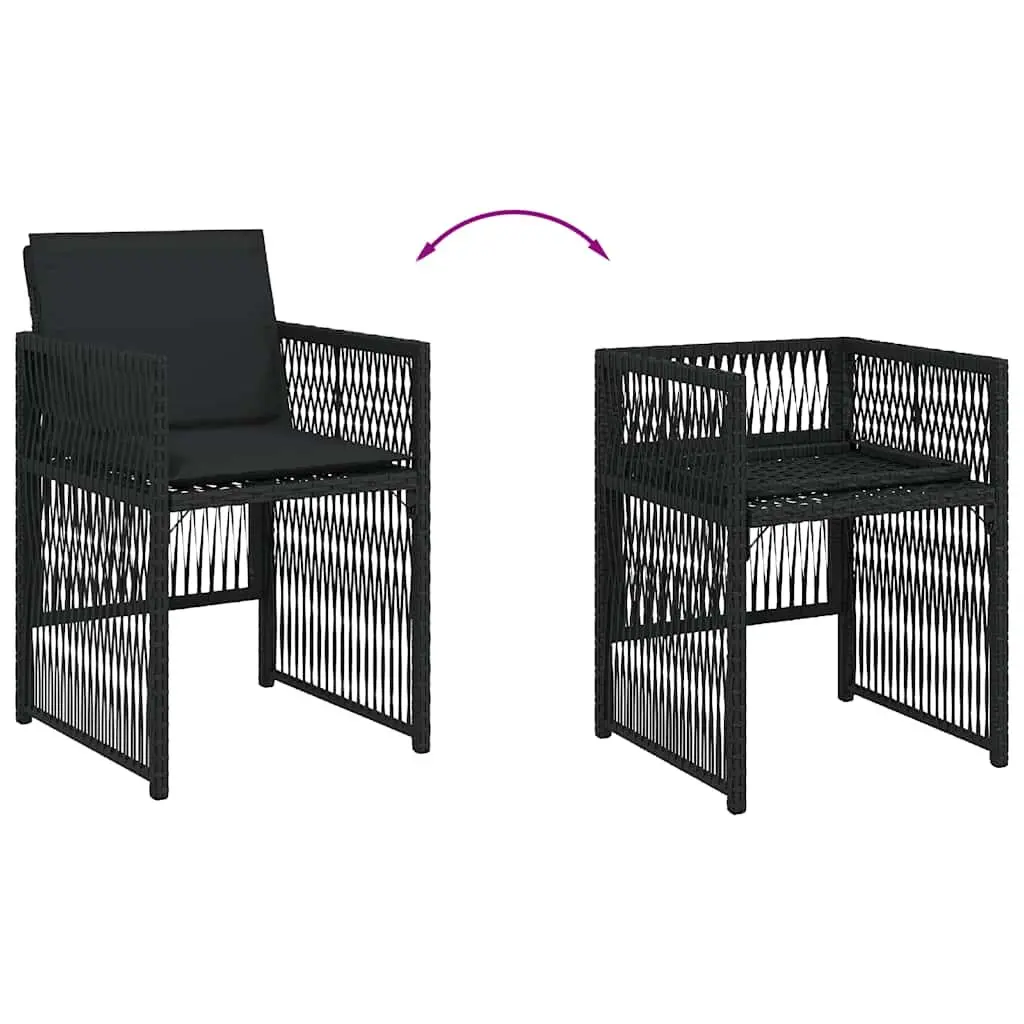 Outdoor Garden Chairs Set 4 Piece Black Poly Rattan Patio Seating