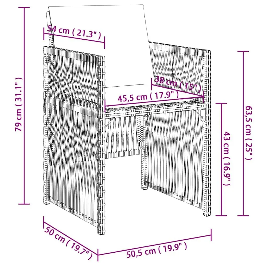 Outdoor Chairs Set for Garden Patio 4 Pieces Grey Poly Rattan with Cushions