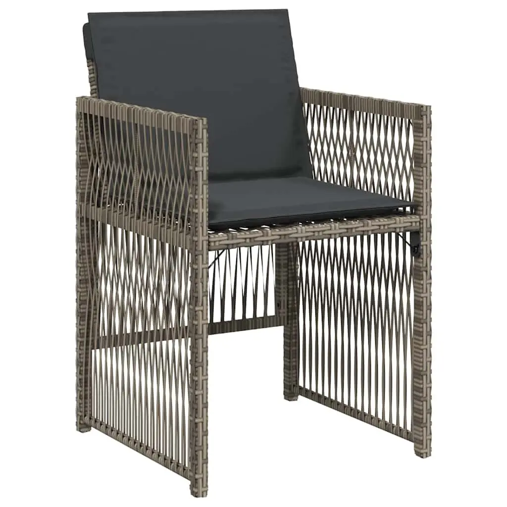 Outdoor Chairs Set for Garden Patio 4 Pieces Grey Poly Rattan with Cushions