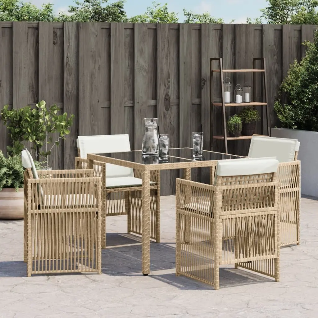 Outdoor Garden Chairs Set 4 Piece for Patio Beige Poly Rattan Furniture