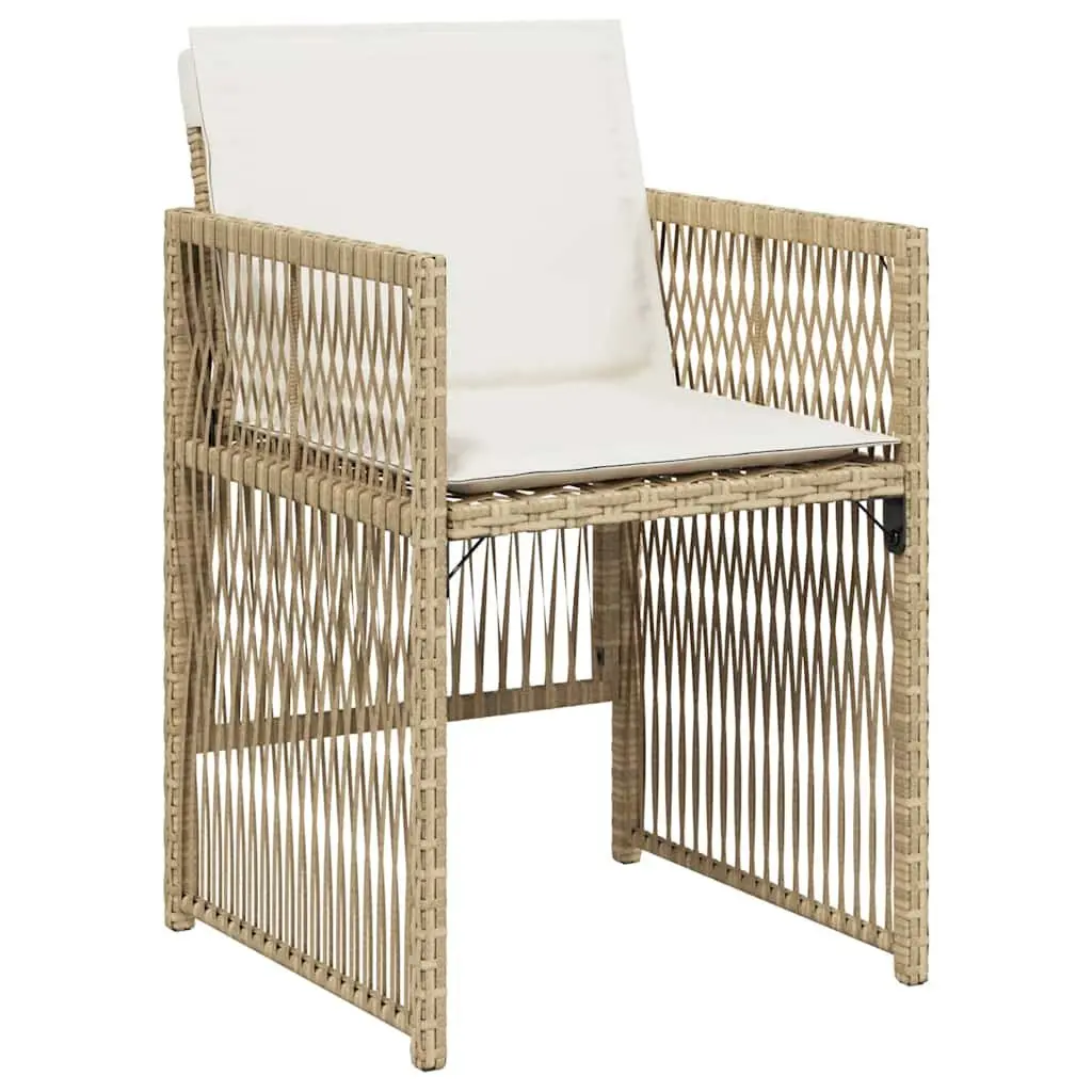 Outdoor Garden Chairs Set 4 Piece for Patio Beige Poly Rattan Furniture