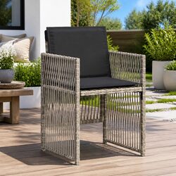 4 Garden Chairs with Cushions - Grey, Durable Materials