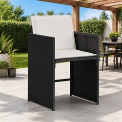 Folding Black Rattan Outdoor Chairs Set of 4 with Cushions