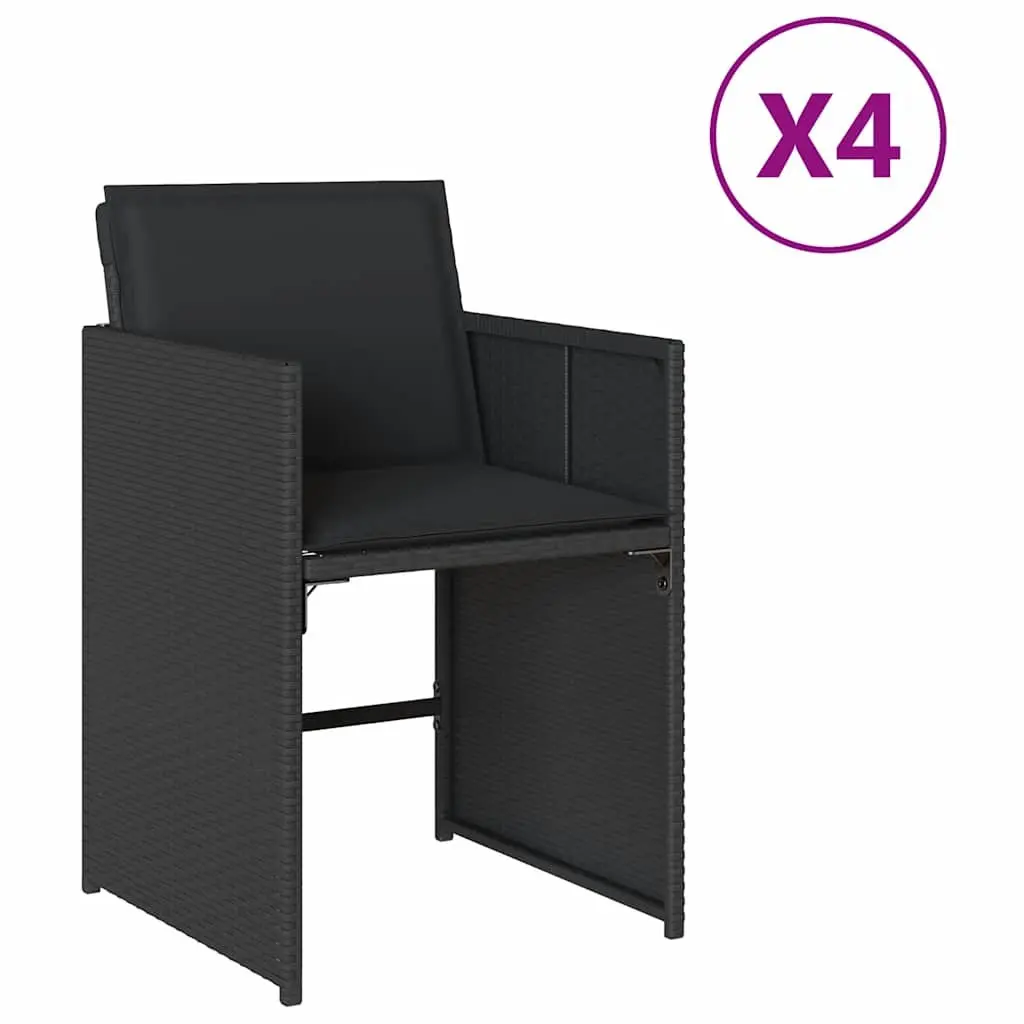 Outdoor Garden Chairs Set 4 Pieces Black Poly Rattan for Patio Use