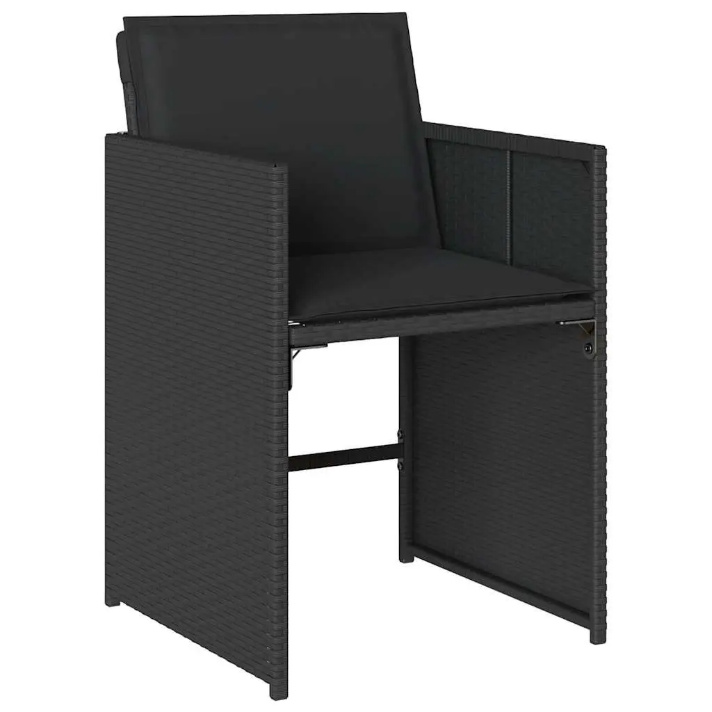 Outdoor Garden Chairs Set 4 Pieces Black Poly Rattan for Patio Use
