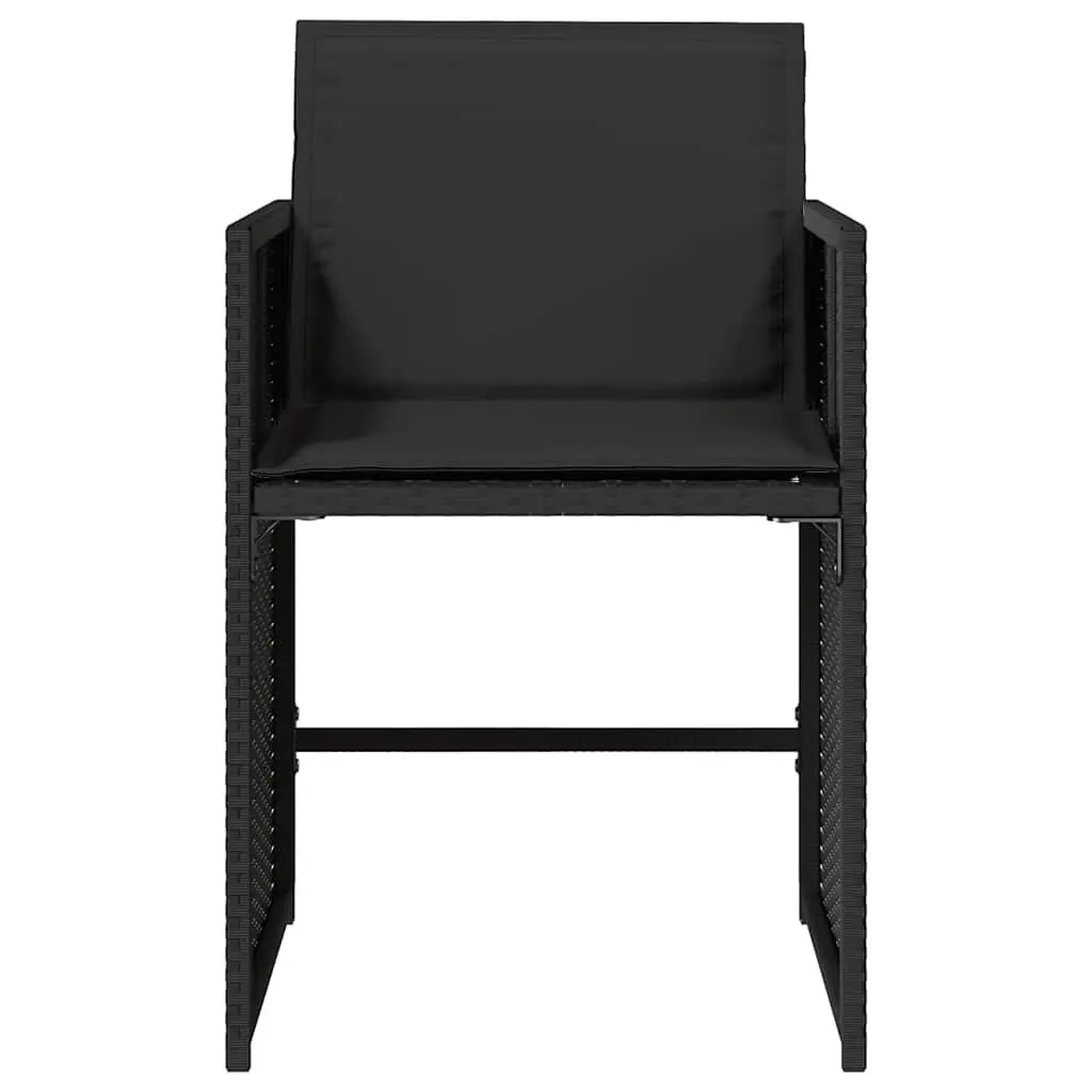 Outdoor Garden Chairs Set 4 Pieces Black Poly Rattan for Patio Use